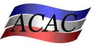 ACAC logo with red, white, and blue wave design.