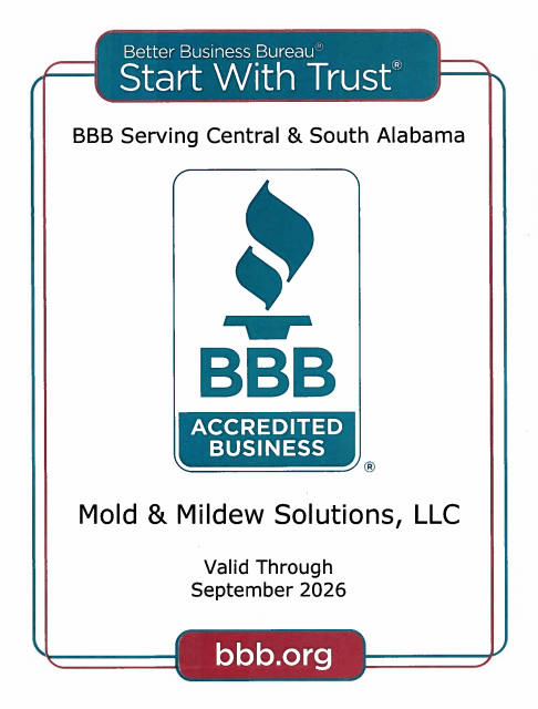 BBB accredited Mold and Mildew Solutions certificate